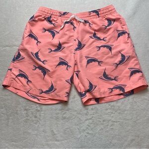 Chubbies Swim Trunks Peach Colored Blue Sword Fish Size Large